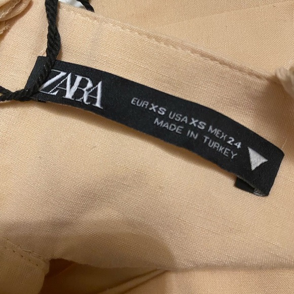 NWT Zara Linen Blend Cut Out Dress in Pale Peach Size S Small - Picture 11 of 12